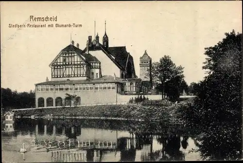 Ak Remscheid im Bergischen Land, Stadtpark-Restaurant mit Bismarck-Turm