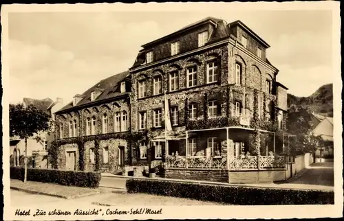 Ak Sehl Cochem an der Mosel, Hotel zur schönen Aussicht, Bes. Josef Oberkirch