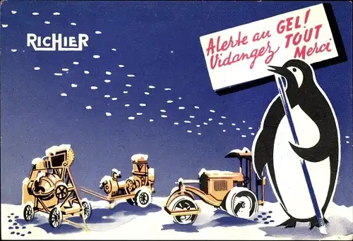 Ak Reklame, Etablissements Richier, Rue Galvani, Paris XVII, Pinguin, Betonmischer