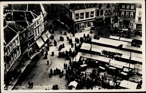 Ak Middelburg Zeeland Niederlande, Marktplatz, Geschäfte, Marktstände