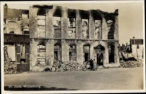 Ak Middelburg Zeeland Niederlande, St. Joris, Zerstörungen