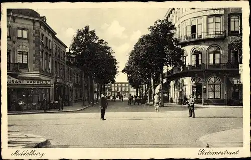 Ak Middelburg Zeeland Niederlande, Stationsstraat