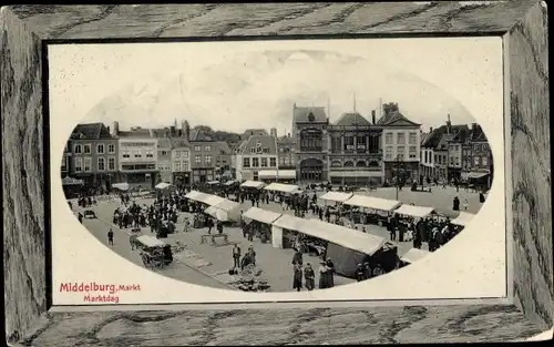 Präge Passepartout Ak Middelburg Zeeland Niederlande, Marktdag