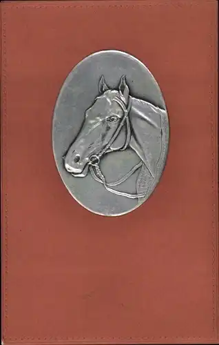 Präge Ak Tierportrait, Pferd mit Zaumzeug