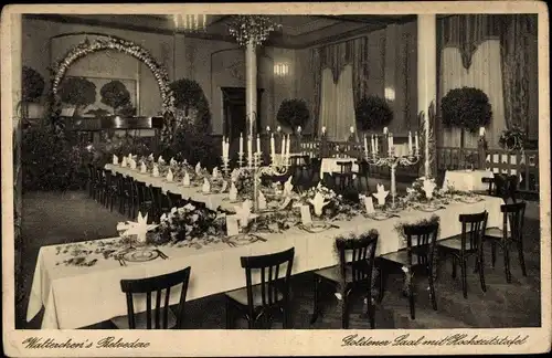 Ak Berlin Schöneberg, Walterchen's Belvedere, Goldener Saal mit Hochzeitstafel