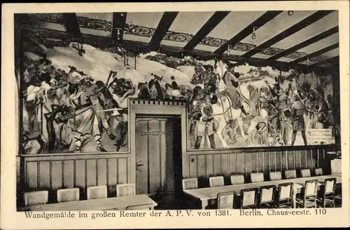 Ak Berlin Mitte, Wandgemälde im großen Remter, von 1381, Chausseestraße 110