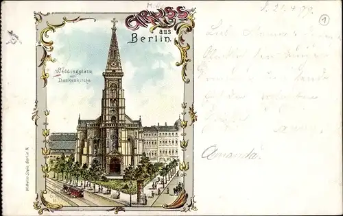 Litho Berlin Wedding, Weddingplatz, Dankeskirche