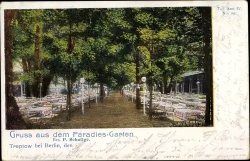 Ak Berlin Treptow, Etablissement Paradies Karten