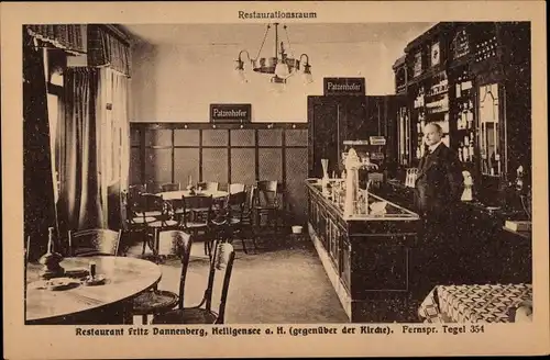 Ak Berlin Reinickendorf Heiligensee, Restaurant, Innenansicht