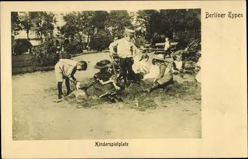 Ak Berliner Typen, Kinderspielplatz, Kinder spielen im Sand