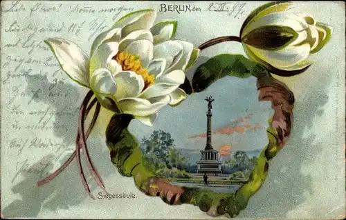 Seerosenblatt Litho Berlin Tiergarten,   Siegessäule