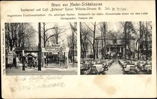 Ak Berlin Pankow Niederschönhausen, Restaurant und Cafe Bellevue, Kaiser Wilhelm Straße 10