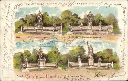 Litho Berlin Mitte, Albrecht II Markgr. Brandenb., Otto l., Otto II., Albrecht d. Baer