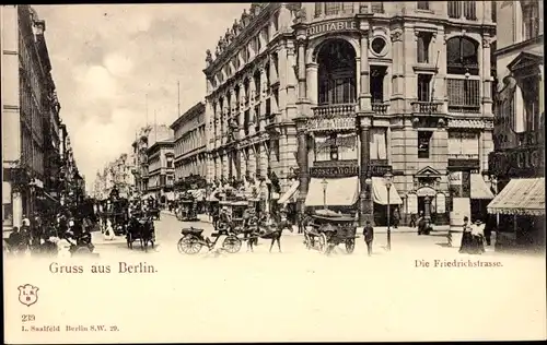 Ak Berlin Mitte, Friedrichstraße, Kutschen, Geschäfte