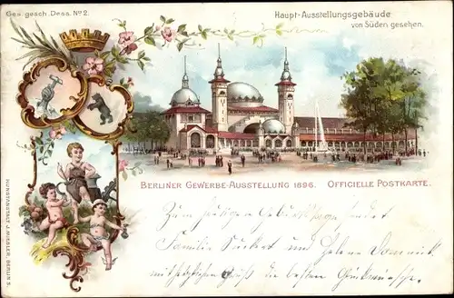 Litho Berlin Treptow, Gewerbeausstellung 1896, Hauptausstellungsgebäude