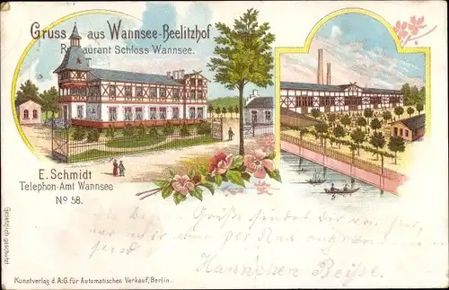 Ak Berlin Zehlendorf Wannsee Beelitzhof, Restaurant Schloss Wannsee