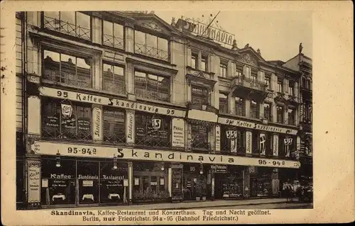 Ak Berlin Mitte, Kaffee Restaurant und Konzerthaus Skandinavia, Friedrichstraße 94