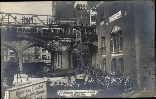 Ak Berlin Kreuzberg, Hochbahn Katastrophe 1908, Gleisdreieck