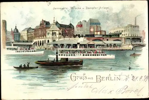 Litho Berlin Mitte, Jannowitzbrücke, Dampfer Anlage