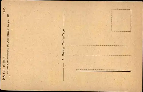 Künstler Ak Berlin Mitte, Hof der Lokomotiv-Fabrik am Oranienburger Tor um 1840