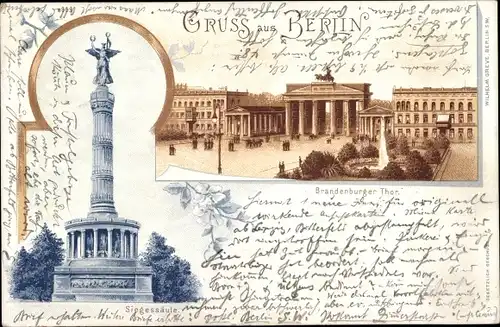 Litho Berlin, Brandenburger Tor, Siegessäule