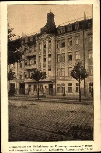 Ak Berlin Lichtenberg, Konsumgenossenschaft Berlin und Umgegend, Wohnhäuser, Rittergutstraße 22-26