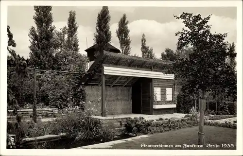 Ak Berlin Charlottenburg Westend, Funkturm, Sommerblumen am Funkturm 1935