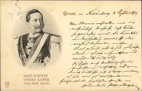 Ak Kaiser Wilhelm II., Gott schütze unseren Kaiser und sein Haus