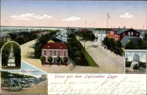 Ak Lockstedt in Schleswig Holstein, Lockstedter Lager, Geschützpark, Armeekorpsstein