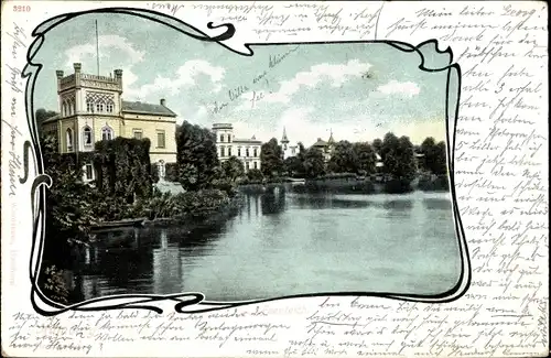 Jugendstil Passepartout Ak Hamburg, Feenteich