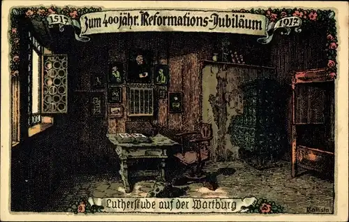 Steindruck Ak Kallista, Eisenach, Lutherstube, Wartburg, Reform. Jubiläum 1917