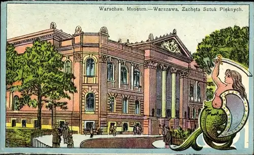Ak Warszawa Warschau Polen, Museum, Zachęta Sztuk Pięknych, Meerjungfrau