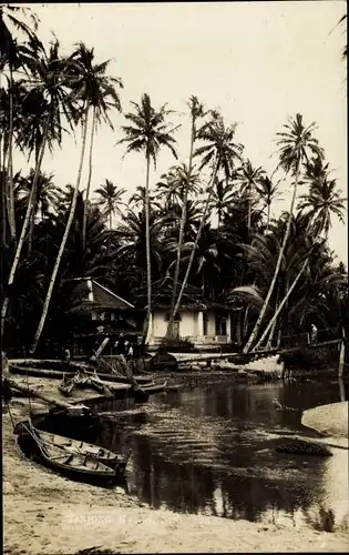 Ak Tanjong Singapore, Dorfpartie, Palmen, Boote, Fluss