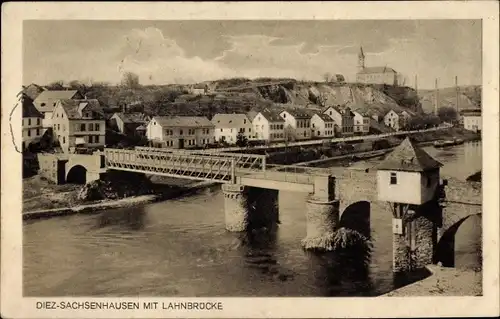 Ak Sachsenhausen Diez an der Lahn, Lahnbrücke