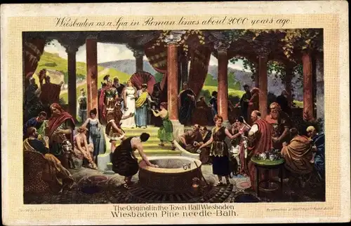 Künstler Ak Roessler, A., Wiesbaden in Hessen, Badeleben zur Römerzeit