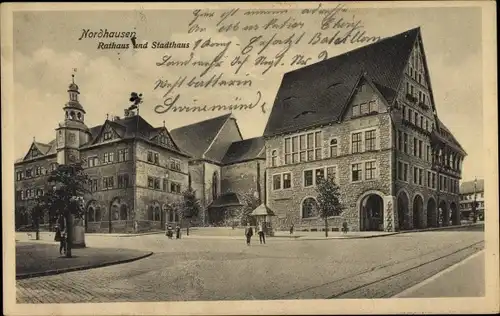 Ak Nordhausen am Harz, Rathaus und Stadthaus