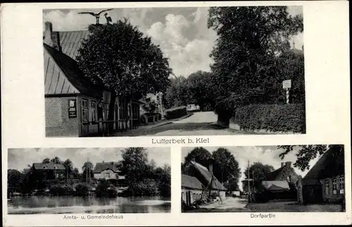 Ak Lutterbek in Schleswig Holstein, Dorfpartie, Amtshaus, Gemeindehaus