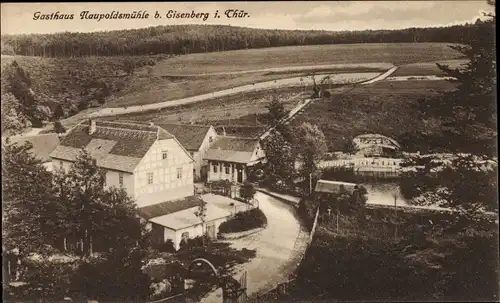 Ak Eisenberg im Saale Holzland Kreis, Blick zum Gasthaus Naupoldsmühle im Mühltal