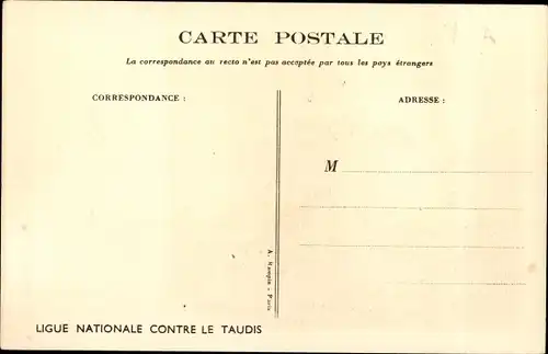 Künstler Ak Poulbot, Franciscque, T'as peur des araignees, Ligue Nationale contre le Taudis