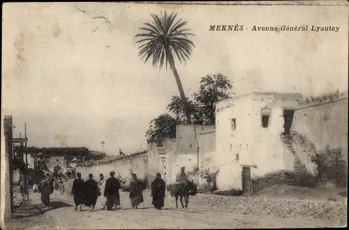 Ak Meknès Marokko, Avenue General Lyautey