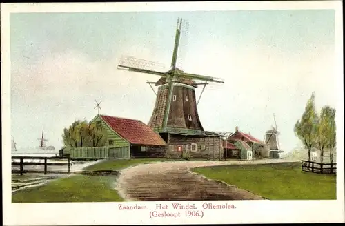 Ak Zaandam Zaanstad Nordholland, Oliemolen