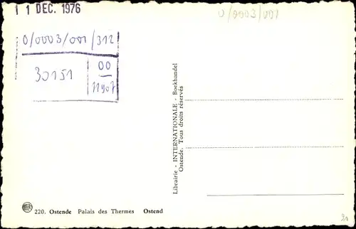 Ak Oostende Ostende Westflandern, Palais des Thermes