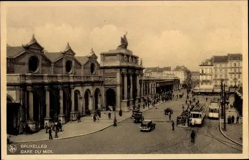 Ak Brüssel, Gare du Midi, Straßenbahnen, Haltestelle