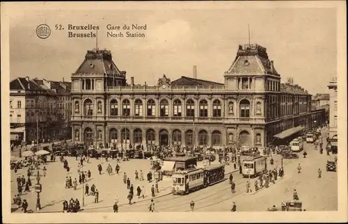 Ak Brüssel, Gare du Nord, Straßenbahn am Nordbahnhof