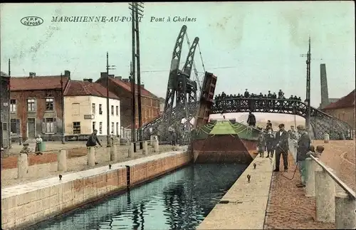 Ak Marchienne au Pont Charleroi Wallonien Hennegau, Pont à Chaines