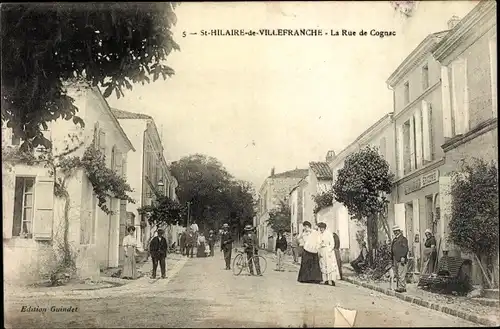 Ak St. Hilaire de Villefranche Charente Maritime, La Rue de Cognac