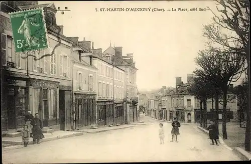 Ak Saint Martin d'Auxigny Cher, La Place, Straßenpartie