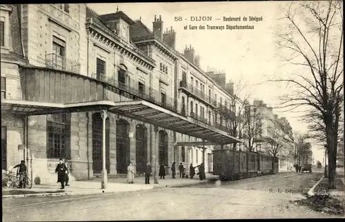 Ak Dijon Côte d'Or, Boulevard de Sevige, Gare du Tramways Departementaux