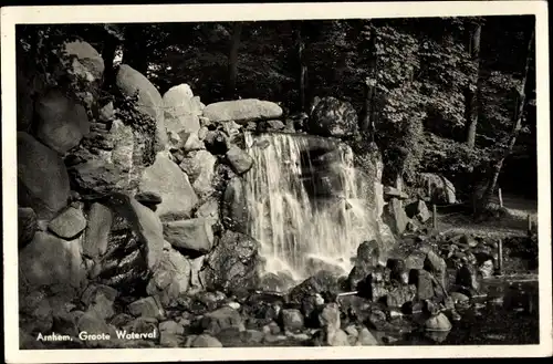 Ak Arnhem Gelderland Niederlande, Groote Waterval, Wasserfall