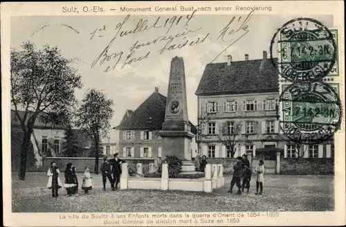 Ak Soultz Sulz Elsass Haut Rhin, Monument General Buat, nach seiner Renovierung